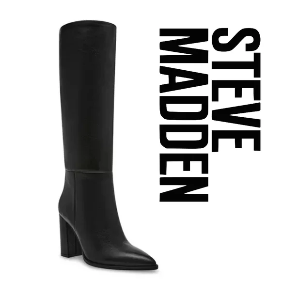 Steve Madden - Womens Brittan Boots - Black Leather - Size 8 - Picture 2 of 4